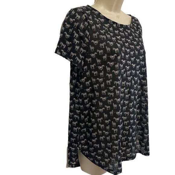 H&M Black Zebra Short Sleeve Top - Picture 4 of 10